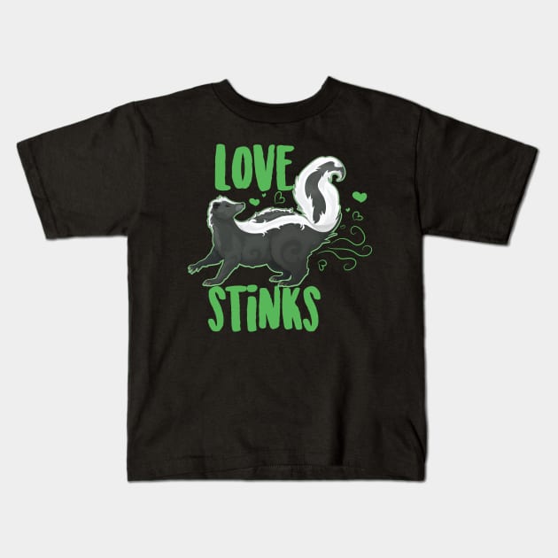 Love Stinks Cute Skunk Kids T-Shirt by Eugenex